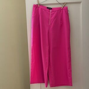 Kittenish Bright Pink Wide-Leg Pants